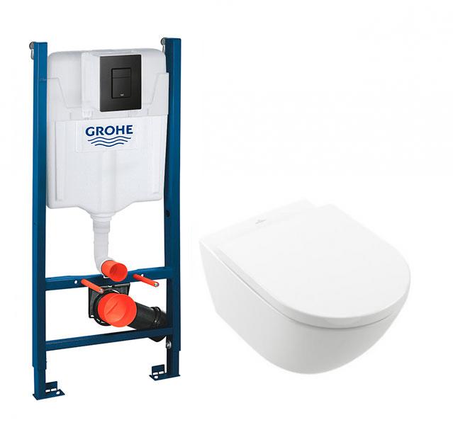 V&B Subway 3.0 m/CeramicPlus og TwistFlush toiletpakke inkl. s&aelig;de m/soft-close, cisterne og mat sort betjening