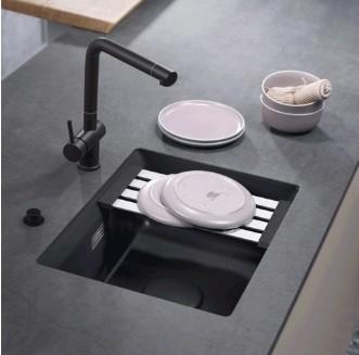 Lavabo Kara 50 U porcel&aelig;nsk&oslash;kkenvask - Mat sort m/kobber afl&oslash;b