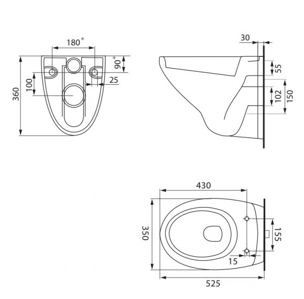 Hafa WALL v&aelig;gh&aelig;ngt toilet