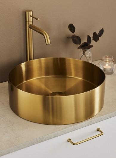 Hafa Circle &Oslash;38 fritst&aring;ende bowlevask - Uden overl&oslash;b - B&oslash;rstet messing