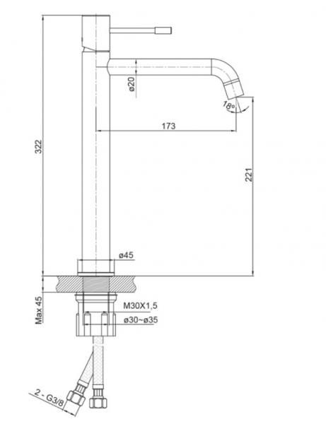Hafa Fine h&aring;ndvaskbatteri til bowlevask - Krom