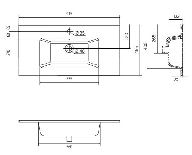 Hafa Grace 90 m&oslash;bels&aelig;t m/vask - Antracit rammefront