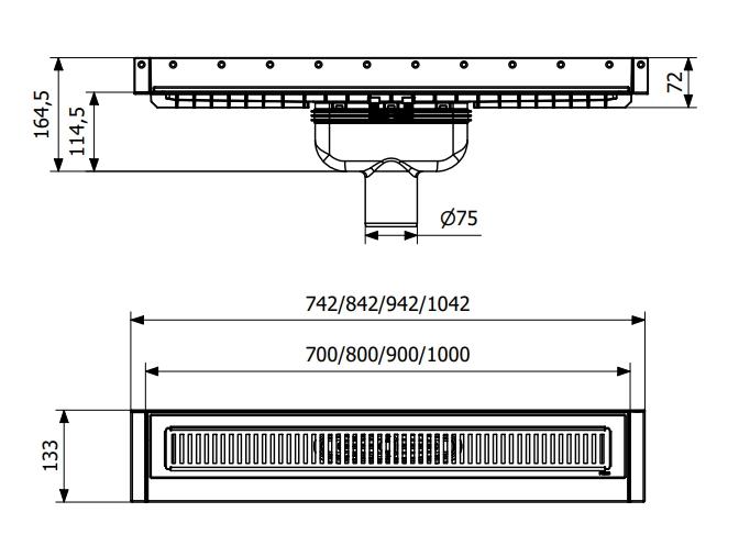 Purus Line sampak 800 mm &Oslash;75 lodret med vandl&aring;s