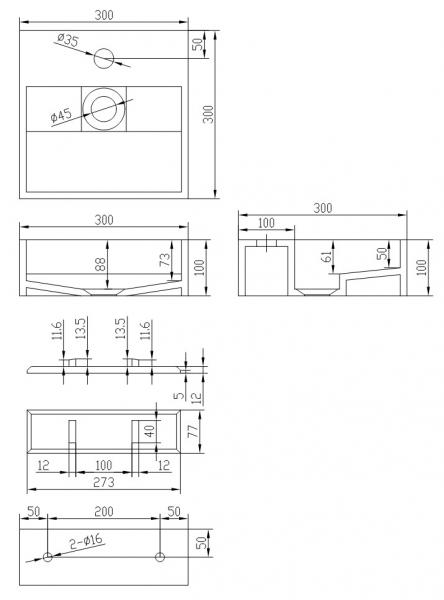 Ideavit Solidcube 30 h&aring;ndvask t/v&aelig;g - Uden overl&oslash;b - Uden hanehul