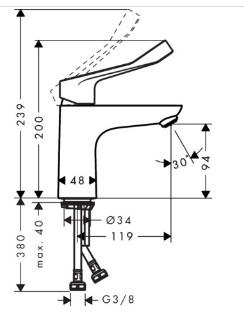 Hansgrohe Focus 100 CARE h&aring;ndvaskarmatur CoolStart u/bundventil