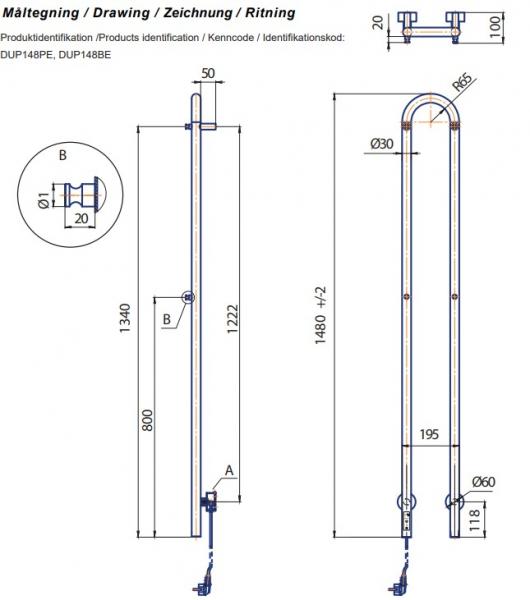 Kriss Duo Plus h&aring;ndkl&aelig;det&oslash;rrer 19x148 cm - Poleret rustfrit st&aring;l
