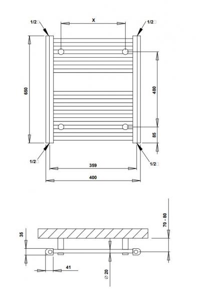 Strømberg Asola håndklædetørrer - 40x65 cm - Hvid Strømberg Asola håndklædetørrer - 40x65 cm - Hvid