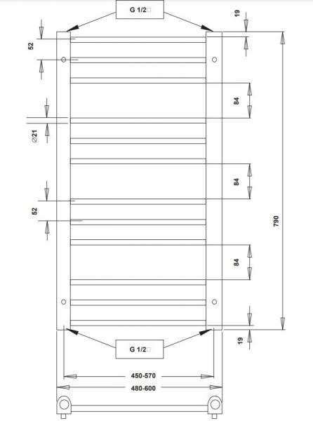 Str&oslash;mberg Fabero h&aring;ndkl&aelig;det&oslash;rrer til kombidrift - 48x79 cm - Krom