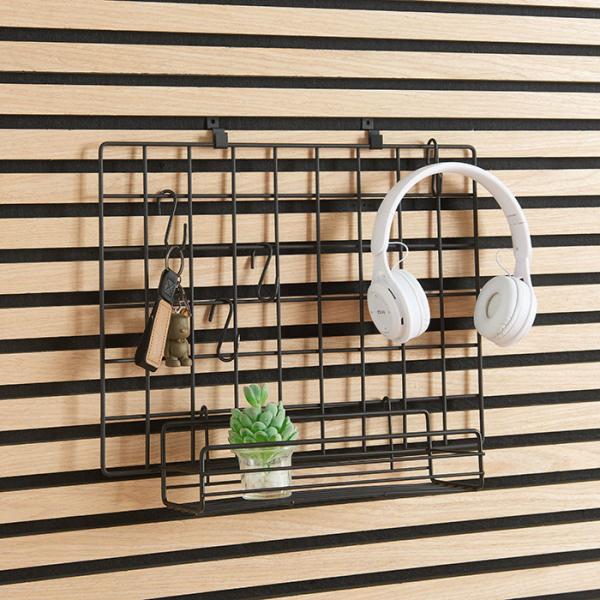 Sort organizer til akustikpanel inkl. 4 S-kroge og hylde