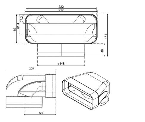 Eico Compair Flow B&oslash;jning 90 220x90 &Oslash;150