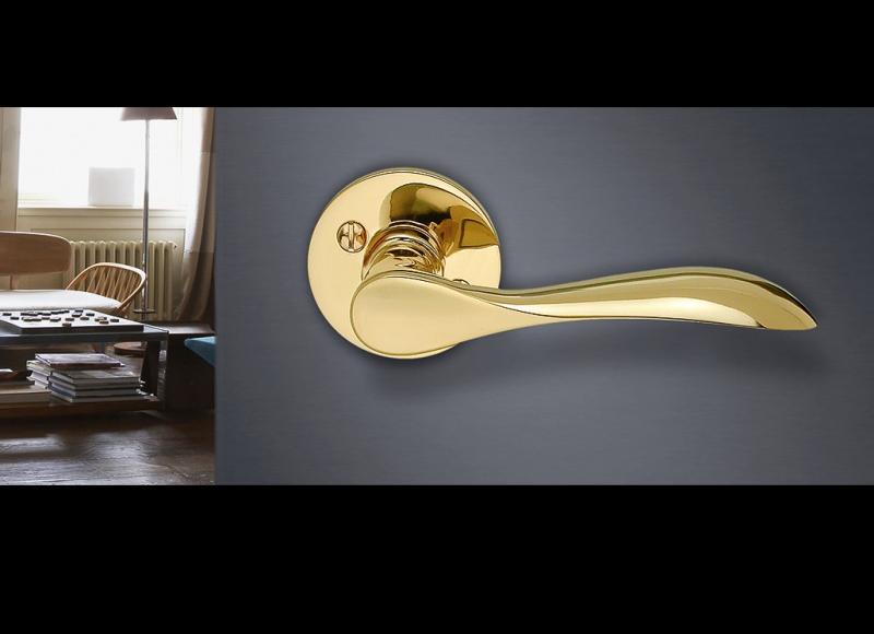 Beslagsboden indend&oslash;rs d&oslash;rgreb inkl n&oslash;gleskilt - Poleret messing - S&aelig;t &aacute; 4 stk