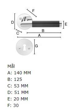 Beslagsboden indend&oslash;rs d&oslash;rgreb inkl n&oslash;gleskilt - Krom/sort - S&aelig;t &aacute; 4 stk