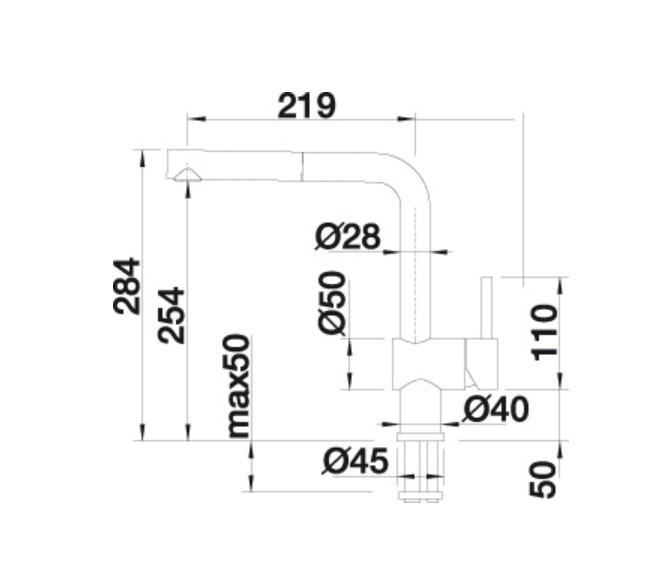Blanco Linus-S k&oslash;kkenarmatur m/udtr&aelig;k - Sort mat