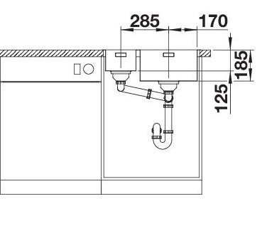 Blanco Solis 340/180-IF/A k&oslash;kkenvask MXI - H&oslash;jre - Rustfrit st&aring;l