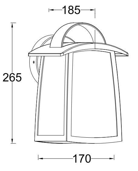 Lutec Tradition Kelsey udend&oslash;rslampe til v&aelig;g m/regnglas - Stor - Mat sort