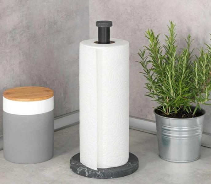 Wenko Marble k&oslash;kkenrulleholder - Sort marmor