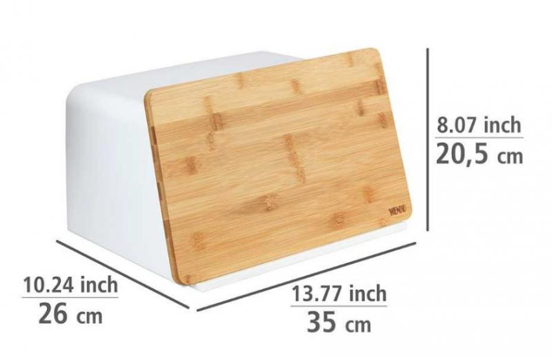 Wenko Kubo brødkasse m/tabletholder - Bambus/hvid Wenko Kubo brødkasse m/tabletholder - Bambus/hvid