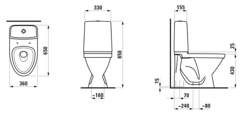 Laufen Rigo toilet med skjult s-l&aring;s
