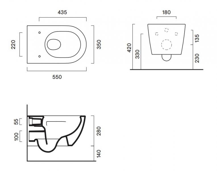 Catalano Sfera 55 v&aelig;gh&aelig;ngt toilet m/Silentech og TwinGlaze - Mat hvid