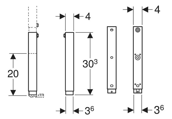 Geberit Duofix fodforl&aelig;ngelser - S&aelig;t - L&aelig;ngde 20 cm