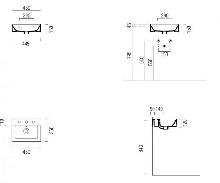 GSI Kube X 45 h&aring;ndvask t/v&aelig;g - ExtraGlaze