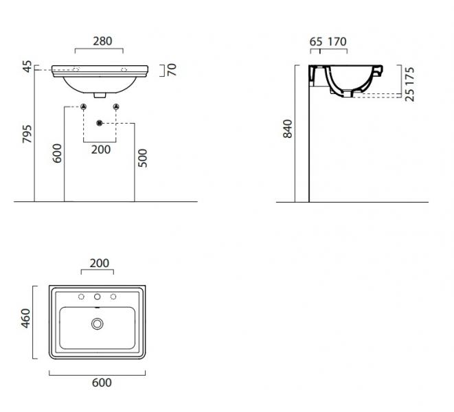 GSI Classic 60 håndvask t/væg - 1 hanehul - ExtraGlaze GSI Classic 60 håndvask t/væg - 1 hanehul - ExtraGlaze