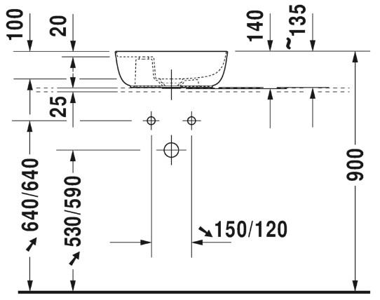 Duravit Luv 42 fritst&aring;ende bowlevask - 1 hanehul - Uden overl&oslash;b