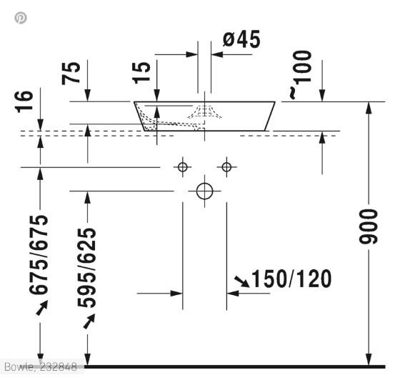 Duravit Cape Cod frist&aring;ende bowlevask - 1 hanehul - Uden overl&oslash;b - Wondergliss