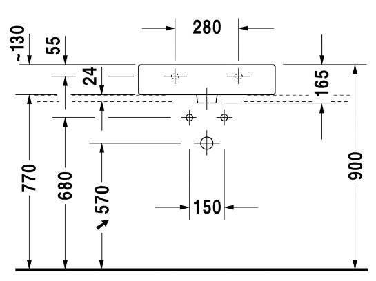 Duravit Vero 60 bowlevask op til v&aelig;g - 1 hanehul
