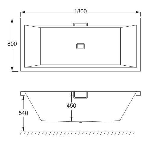Str&oslash;mberg Celsius badekar t/indbygning - 180 x 80 - 2 rygl&aelig;n - m/Carronite