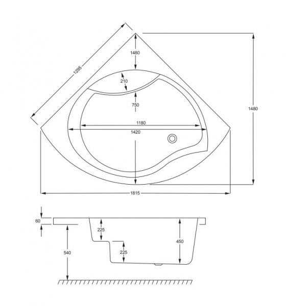 Str&oslash;mberg Tranquility hj&oslash;rnebadekar - 130 x 130 - m/s&aelig;de