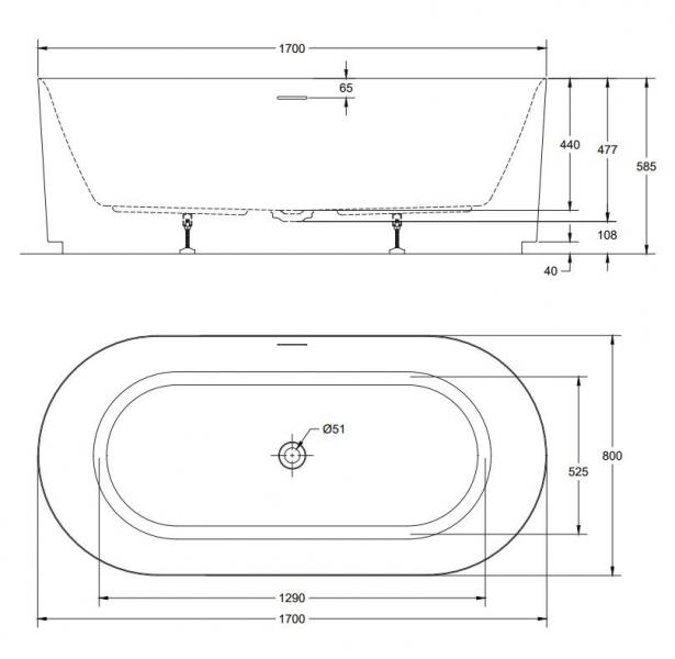 Kriss Queen fritst&aring;ende badekar - Mat hvid
