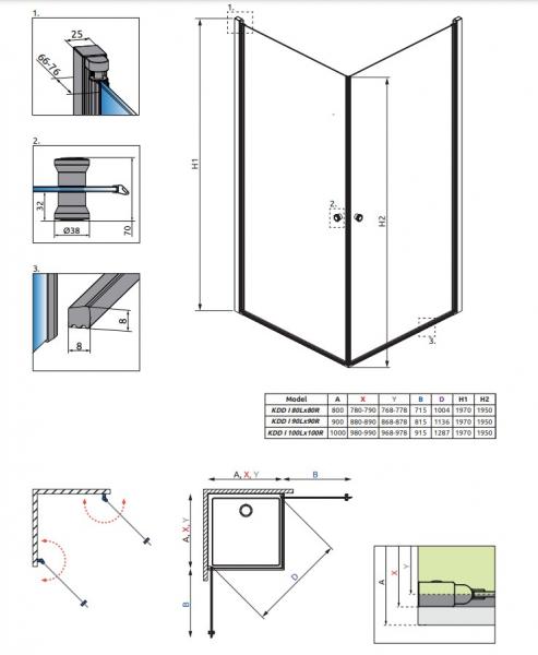 Str&oslash;mberg Savona bruseniche - 80x80 cm - Klar glas/krom