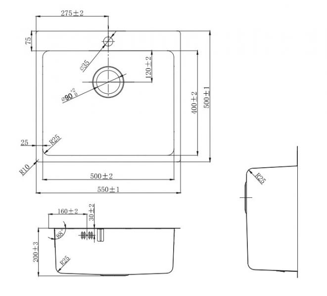 Lavabo LA 550 k&oslash;kkenvask - Kobber PVD