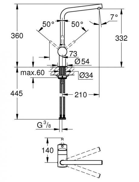 Grohe K700 k&oslash;kkenvask i komposit m/Minta k&oslash;kkenvandhane i mat sort