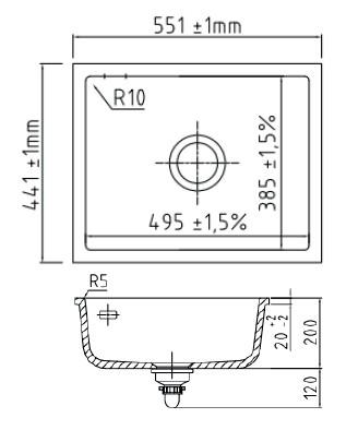 Lavabo Mera 50 U porcel&aelig;nsk&oslash;kkenvask - Mat hvid m/krom afl&oslash;b