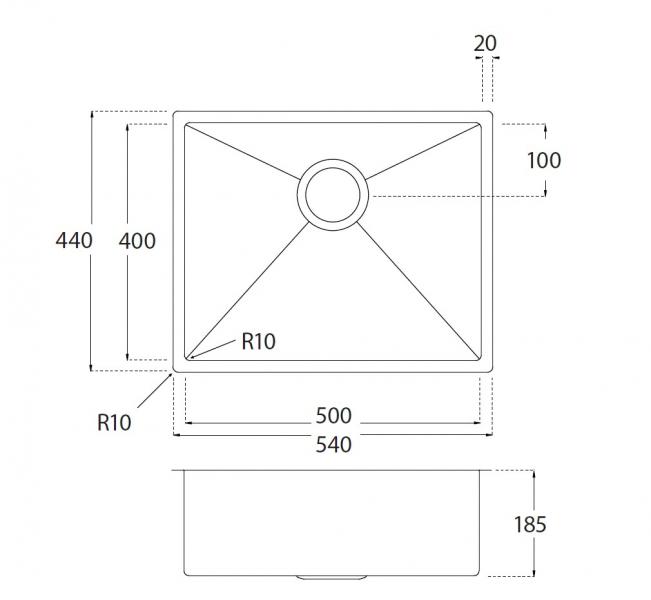 Lavabo Kubus 500 Soft k&oslash;kkenvask