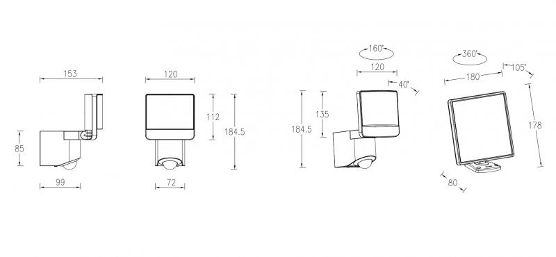 Lutec Solar Sunshine udend&oslash;rslampe m/PIR-sensor og solceller - Lille - M&oslash;rk gr&aring;