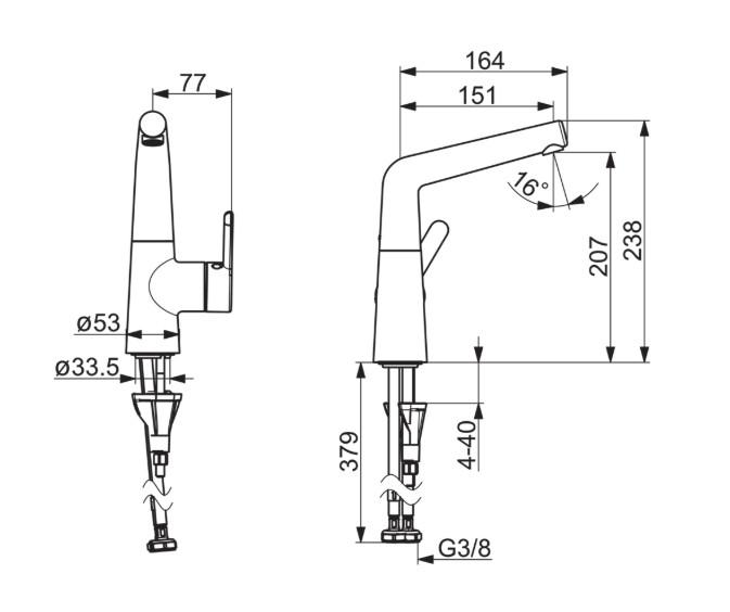 Oras Inspera 3006F h&aring;ndvaskarmatur m/svingtud - Krom