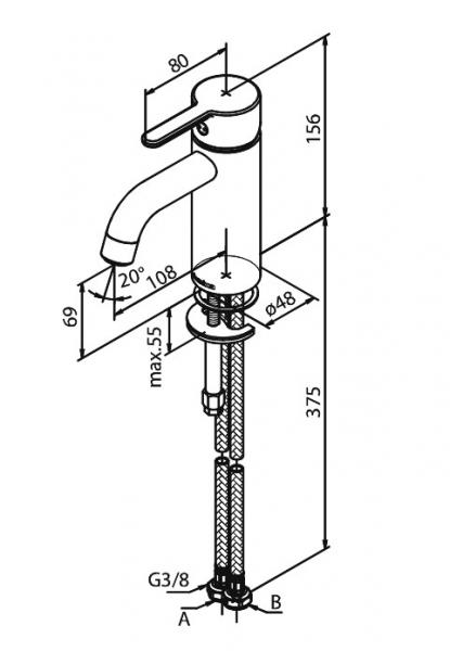 Damixa Silhouet S h&aring;ndvaskbatteri u/bundventil - Steel