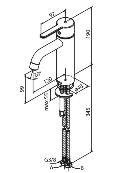 Damixa Silhouet M h&aring;ndvaskbatteri u/bundventil - B&oslash;rstet kobber