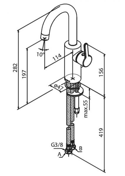 Damixa Silhouet Piccolo h&aring;ndvaskarmatur m/C-tud - B&oslash;rstet messing