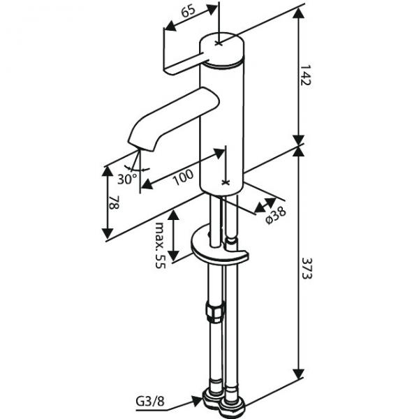 Damixa Iris S h&aring;ndvaskarmatur u/bundventil m/koldstart - B&oslash;rstet kobber