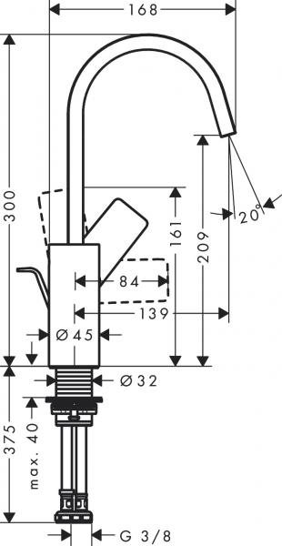 hansgrohe Vivenis 210 h&aring;ndvaskarmatur m/svingtud u/bundventil - Mat hvid