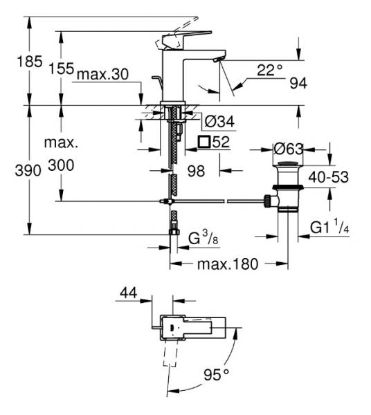 Grohe Sail Cube h&aring;ndvaskarmatur - Krom