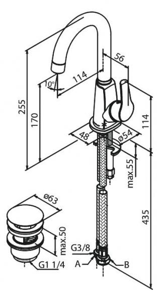 Damixa Rowan Piccolo h&aring;ndvaskbatteri m/bundventil og svingtud