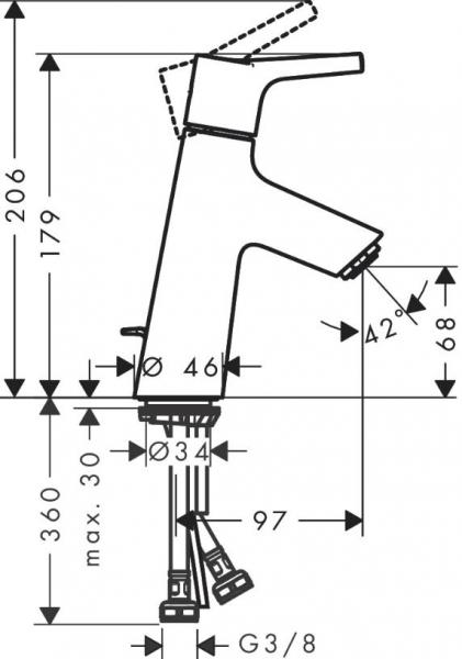 Hansgrohe Talis S 80 h&aring;ndvaskarmatur m/bundventil