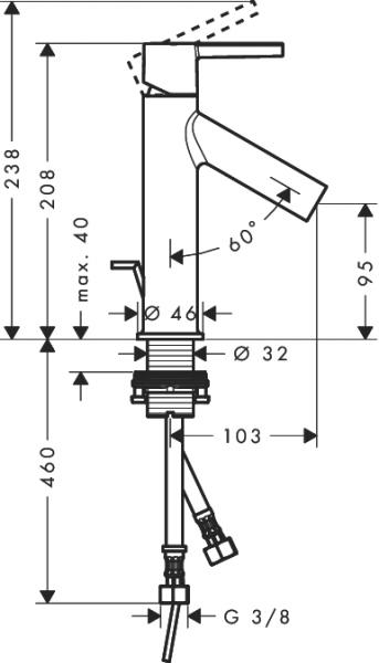 AXOR Starck 100 håndvaskarmatur m/vippegreb og bundventil AXOR Starck 100 håndvaskarmatur m/vippegreb og bundventil