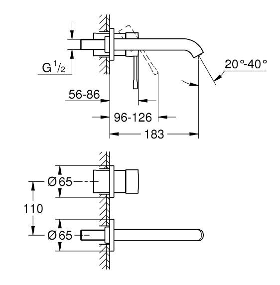 Grohe Essence New komplet armatur til indbygning i v&aelig;g - B&oslash;rstet warm sunset