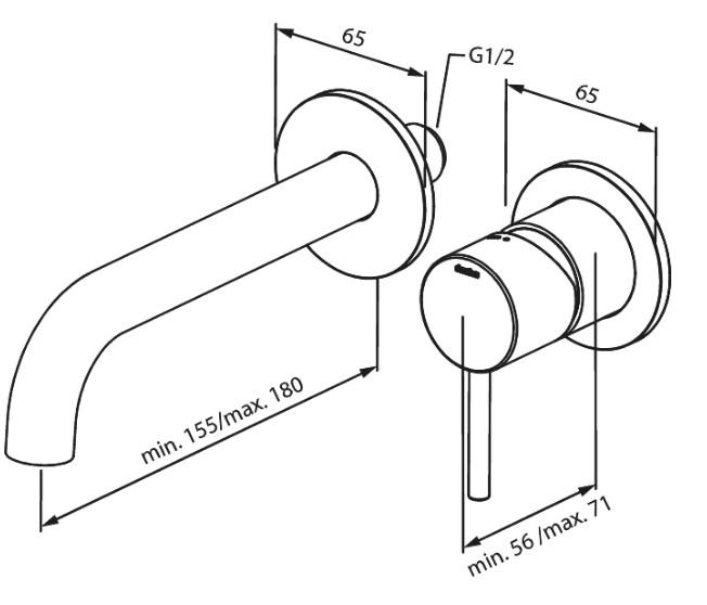 Damixa Osier armatur til indbygning i v&aelig;g - Steel